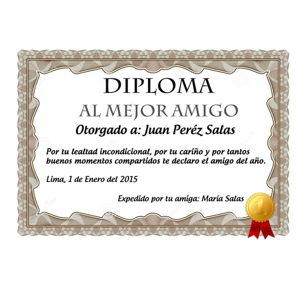 Detalles con Amor | Diploma al Mejor Amigo #006 | Rosas ...